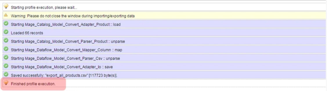 Magento Installation directory: Magento Export
